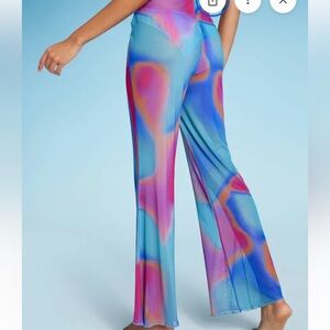 wild fable Multicolor High-Waist Flare Mesh Pants